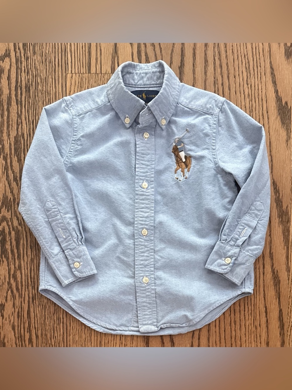 Ralph Lauren Big Pony Oxford Cotton Shirt Blue Boys 3T